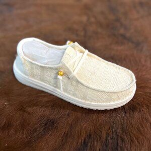 NEW Women’s Hey Dude Wendy Crochet Lace White/Gold